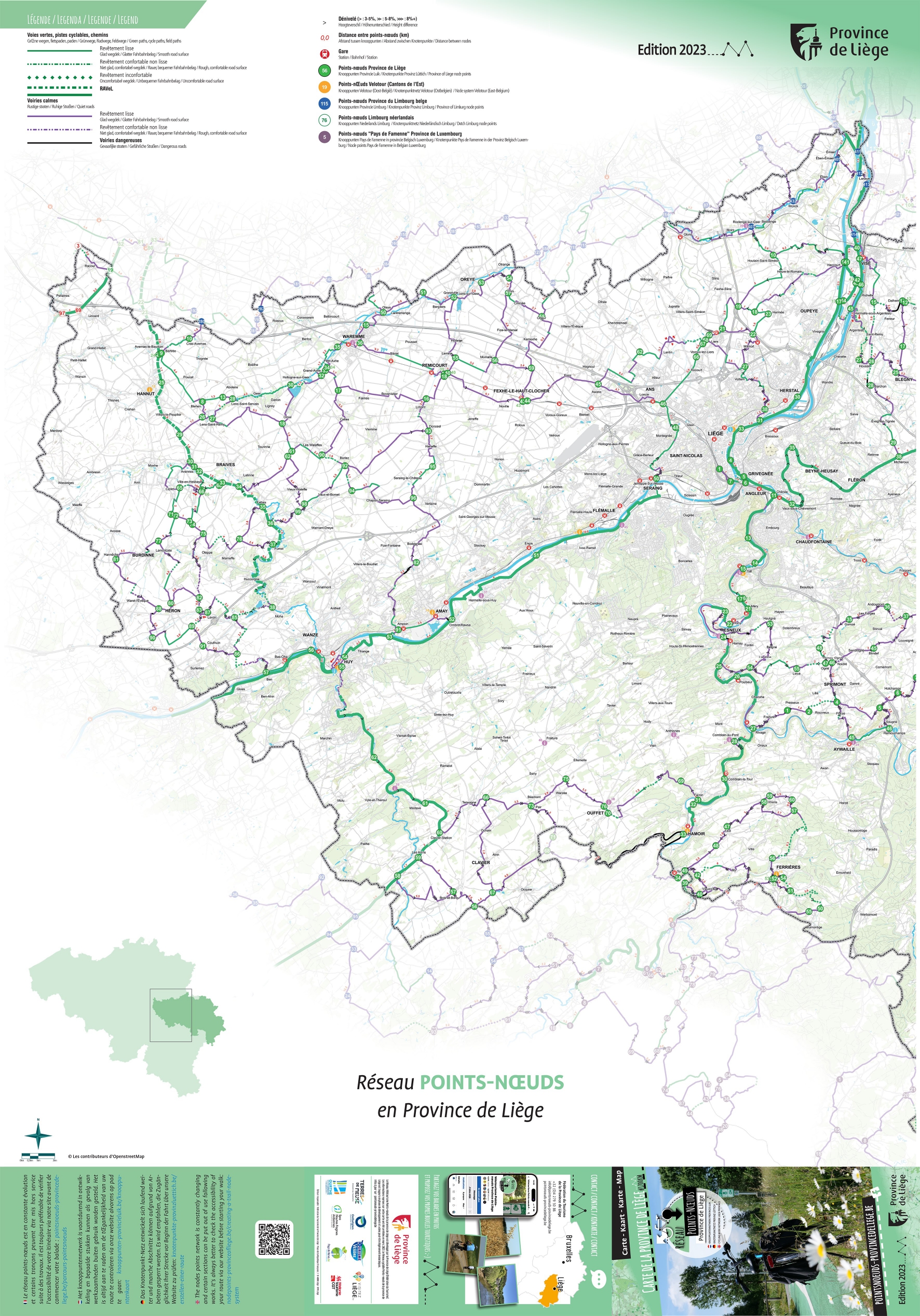 Carte du réseau points noeuds de la Province de Liège